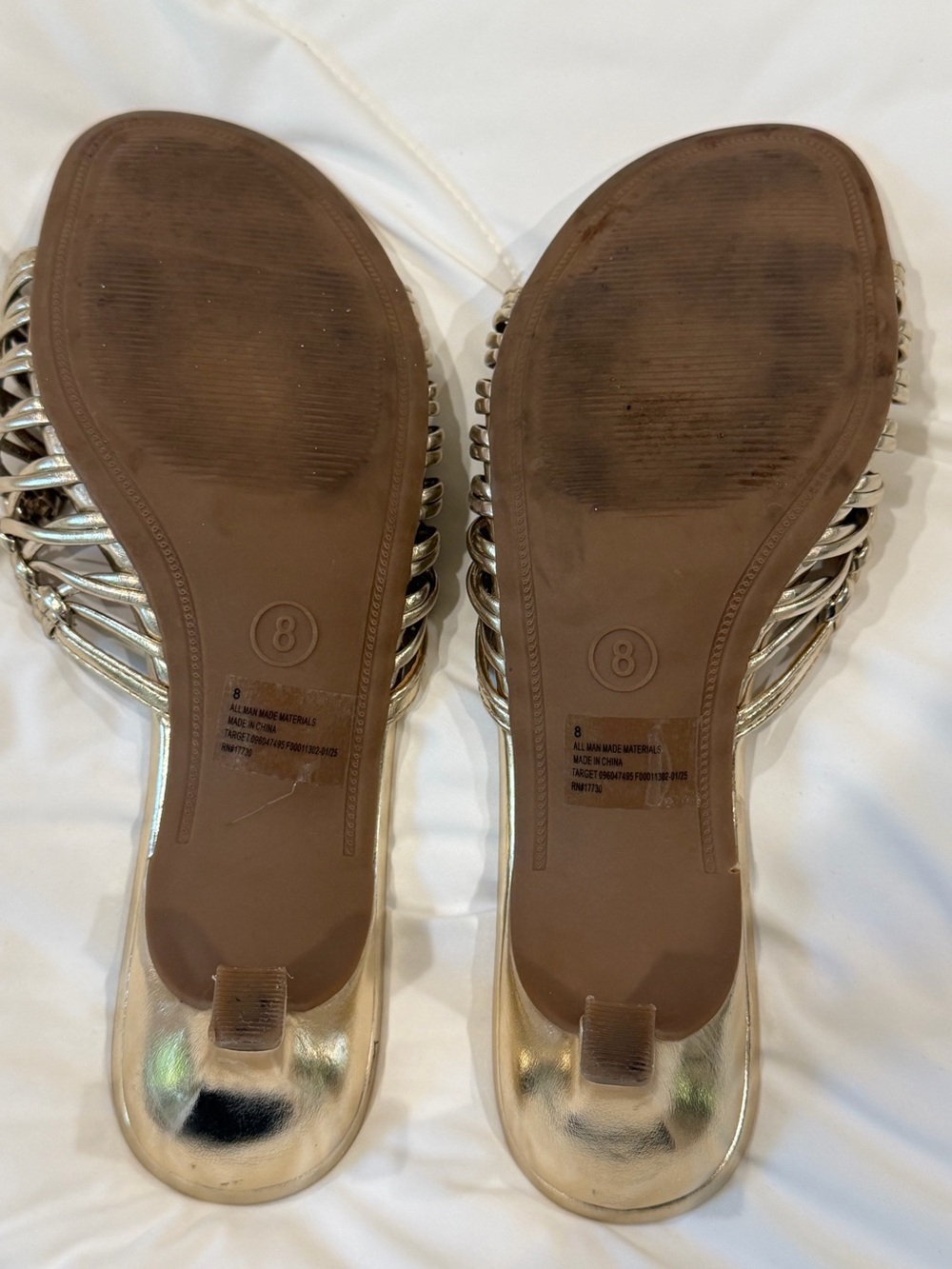 A New Way Metallic Gold Woven Strappy Mules - Picture 3 of 4